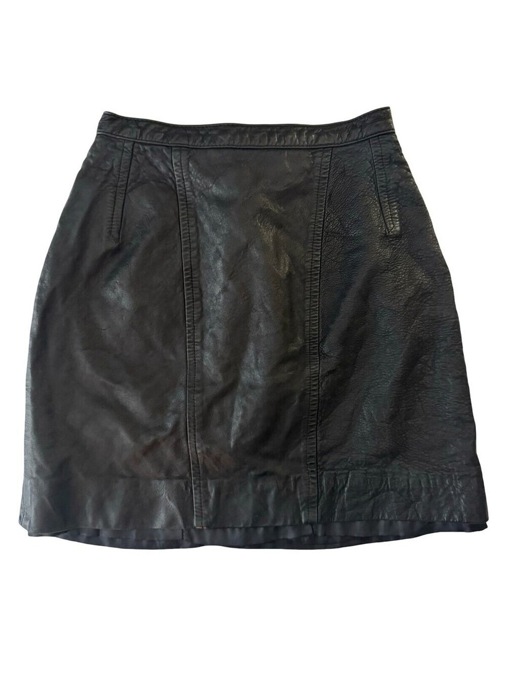 Ann Taylor Genuine Leather Mini Skirt Women’s 4 Black Y2K 90s Moto